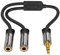 KabelDirekt Adattatore Y 3,5 mm, sdoppiatore jack, distributore AUX 1 jack maschio 3,5 mm a 2 jack femmina 3,5 mm, per collegare due cuffie a smartphone/tablet/portatile, stereo, 10 cm, nero