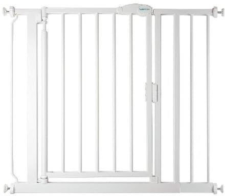 Safetots Pressure Fit Self Closing Stair Gate, 89.4cm - 96.4cm, White, Auto Closing Baby Gate, Safety Barrier for Toddler, Easy Installation