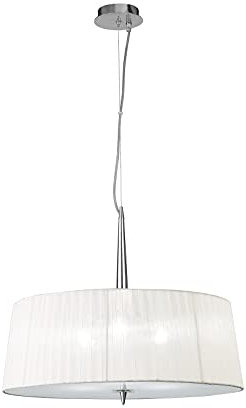 Mantra Iluminación. Modelo LOEWE. Lámpara de techo colgante de 55 cm de diámetro fabricado en acero, k9 y tela acabado en color cromo. Altura regulable