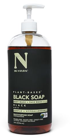 Dr. Natural Multi-Purpose Black Liquid Soap - Natural West African Body Wash - Gentle Hand Soap and Body Soap - Deep Moisturizer, Fights Acne - 946 ml