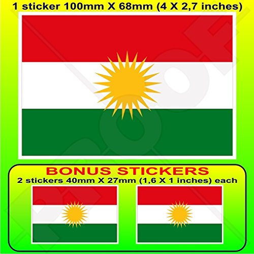 Vinyl-Aufkleber Kurdistan-Flagge, Kurd Alaya Rengîn Kurdisch, 100 mm, 1 + 2 Bonus