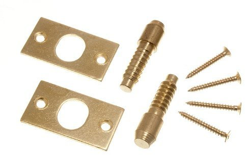 Security Hinge Bolts Electro Brass Plated Steel with Fixing Screws (1 Pair)