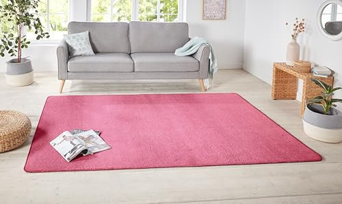 Hanse Home Nasty Teppich – Wohnzimmerteppich Flauschiger Kurzflor Einfarbig Unifarben für Esszimmer, Wohnzimmer, Kinderzimmer, Flur, Schlafzimmer, Küche – Uni Rosa, Pink, 200x300cm