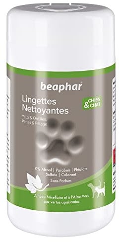 Beaphar – Lingettes nettoyantes Yeux, Oreilles, Pattes et Pelage pour Chien et Chat – Au Calendula aux vertus apaisantes – Facilite Le Nettoyage – Respecte l’épiderme de l’Animal – 100 lingettes