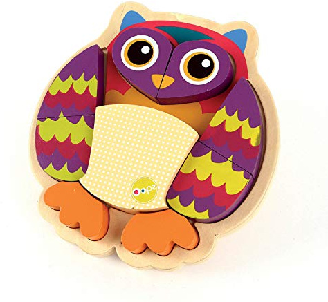 Oops SA 16002.12 3D Puzzle aus Holz, Happy Puzzle!, Eule, mehrfarbig