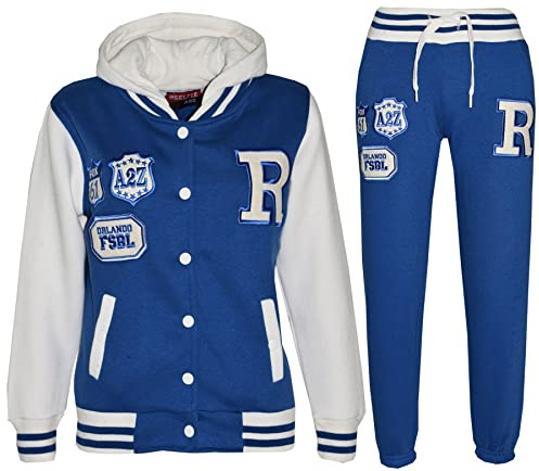 A2Z 4 Kids Unisex Girls Boys Baseball Tracksuit R Fashion FOX Hoodie With Joggers B.B Contrast Jacket Varsity Style Coat Long Sleeves Sweatpants Sports Activewear Set Childrens Age 2-13 Years