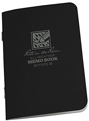 Rite in the Rain Gebundener, wasserfester Mini-Notizblock Wasserdichtung (3er-Pack), unisex, Staple Bound Mini Waterproof, schwarz
