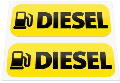 HastingsDesigner 2x Diesel Fuel Reminder Stickers - Durable Weatherproof Laminated Vinyl Decal Labels suitable for exterior of a Car, Van, Taxi, Caravan or any smooth surface