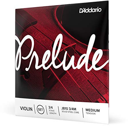 D'Addario Geigensaiten - Prelude Violin Strings - J810 3/4M - 3/4 Scale, Medium Tension - Full Set