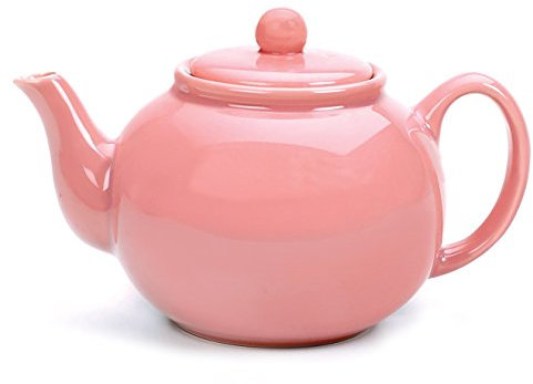 RSVP International Colección de tetera de gres, apta para microondas y lavavajillas, 40 onzas, color rosa