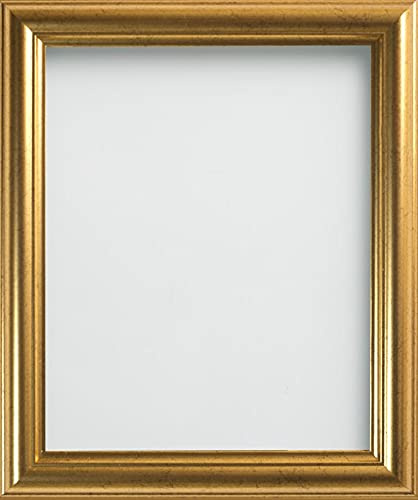 Frame Company Eldridge Gold 7x5 Photo Frame with Real Glass | Fits a 7x5 photo, Overall approx 9.4x7.4, Real Glass Front