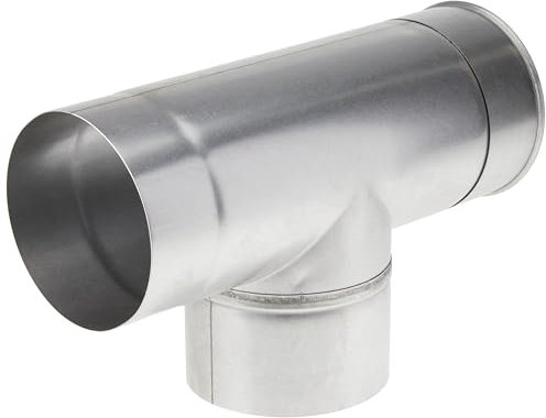 Kamino-Flam – Tubo T para chimenea (Ø 120 mm/longitud 310 mm), Tubo T para estufa de leña, Conducto de humos en forma T – acero resistente a altas temperaturas – durable, estable – plata