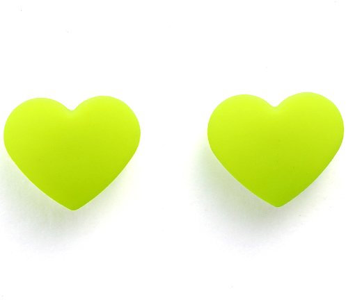 JewelryWe MAGNET Ohrstecker Herz Ohrringe: Gelb Herzförmig Magnetische Ohrstecker Neon Fake Plugs MAGNETOHRRINGE Fake Piercing Tunnel Ohrringe Ohne Ohrloch Ohrschmuck für Damen Mädchen