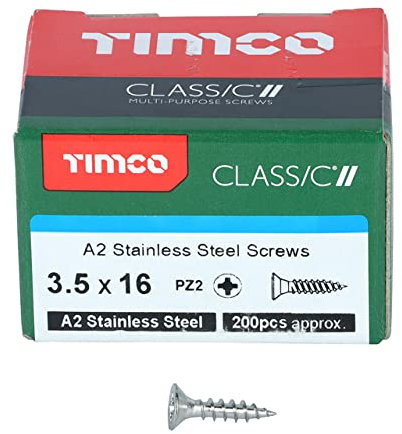 TIMCO Classic Multi-Purpose Screws - 3.5 x 16 - A2 Stainless Steel - Box of 200