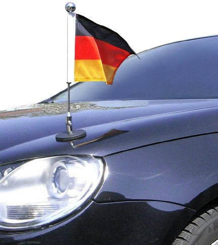 DIPLOMAT magnetisch haftender Autofahnen-Ständer 1.30-Chrome Deutschland mit Super-Magnet für Ihre Autoflaggen - Auto Fahne & Flagge