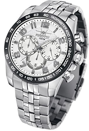FIREFOX Starship FFS230-101 silberweiß Edelstahl Herrenuhr Sicherheitsfaltschließe 10 ATM Water Resistant