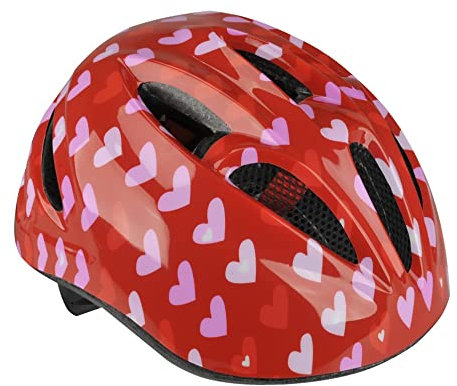 FISCHER Kinderhelm, Fahrradhelm, Jugendhelm Eule, XS/S, 48-54cm, weiß, hochfeste EPS-Schale, TÜV-Zertifiziert, Herz