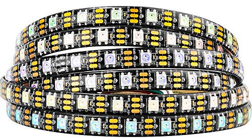 BTF-LIGHTING WS2812B 5M 60 LEDs/Pixels/m 300LEDs RGB Schwarz PCB Streifen mit 5050 SMD LEDs Wasserdicht IP65