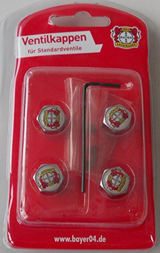 4 VENTILKAPPEN mit Sicherung BAYER 04 LEVERKUSEN