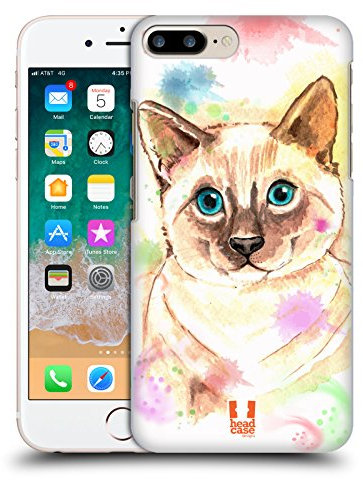 Head Case Designs Cat Watercoloured Animals Hard Back Case Compatible With Apple iPhone 7 Plus/iPhone 8 Plus