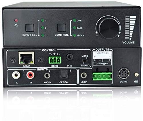 VivoLink Audio Amplifier 2x50W (Class-D) 2 line + SPDIF Input, VL120005 ((Class-D) 2 line + SPDIF Input Controllable via Bottoms, RS232, IR, TCP/IP (Web-Based GUI))