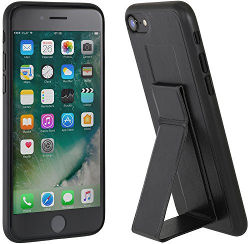 STILGUT Cover mit Standfunktion kompatibel mit iPhone SE 2020/iPhone 8/iPhone 7 aus hochwertigem Kunstleder, Schwarz