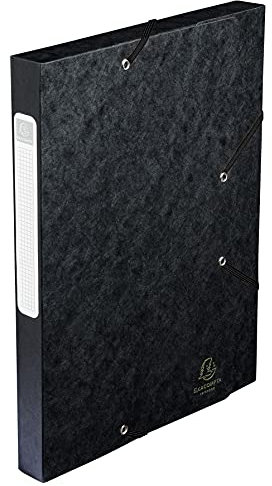 Exacompta 14016H 10er Pack Premium Sammelboxen mit Gummizug 40 mm breit aus extra starkem Colorspan-Karton mit Rückenschild für DIN A4 Archivbox Heftbox Dokumentenbox Zeichenbox Sammelmappe schwarz