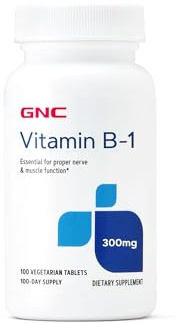 GNC Vitamin B-1 300mg, Vegetarian, Gluten-Free, 100 Tablets, 100 Servings