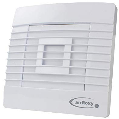 Badventilator mit Jalousie/Lamellen Zugschalter Badlüfter Lüfter Ventilator Deckenlüfter weiß Front Ø 100 mm 10 cm prestigePS Wandlüfter Ventilator Einbaulüfter Bad Küche