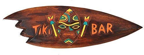 Interlifestyle Surfboard aus Holz 60cm im Tiki Bar Tribal Style Hawaii Maui Deko Surfbrett