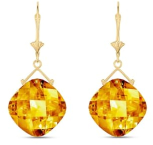 14 K Solid Gold Leverback Ohrringe mit Kissen Citrines
