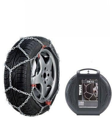 Schneekette THULE CB-12 PKW für die Reifengröße 195/50 R15 Preis-Leistungs-Sieger (1 Satz - 2 Stück Schneeketten) im Set mit hochwertigen Handschuhen