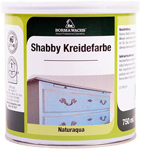 BORMA WACHS Shabby Chic Möbel Kreidefarbe matt Landhaus Stil Vintage Look 750ml (HELLGRAU - 100)