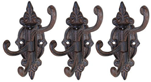 LB H&F 3 x Garderobe Wandgarderobe Kleiderhaken Wandhaken Dreifachhaken Doppelhaken Gelenkhaken Hakenleiste Retro Vintage antik Nostalgie