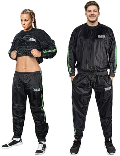 Rad Sweat Suit Sauna Bewegung Trainingsanzug Fitness Gewichtsverlust Abnehmen Boxen Gym Gürtel Grün, Black & Blue Outline