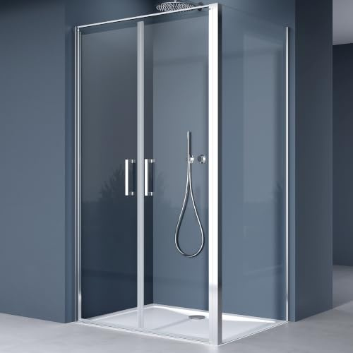 Sogood Eck-Duschkabine Eckdusche Ravenna36k 100x80x195cm Duschabtrennung ESG Sicherheitsglas Klarglas inkl. beidseitiger Easy-Clean-Beschichtung