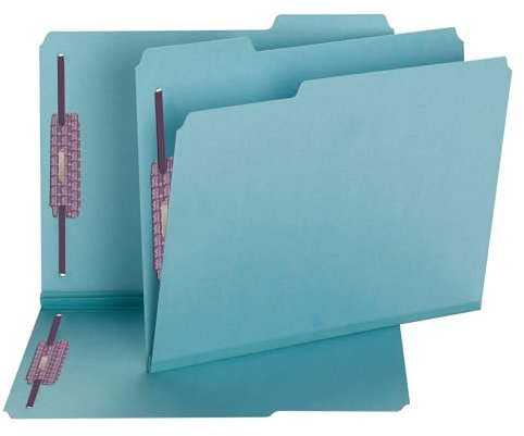 Smead Fastener Klemmmappe 1/3-Cut Letter-Papierformat, 27,94 x 22,86 cm, Blau