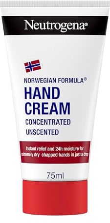 Neutrogena Crema de Manos Concentrada sin Perfume (75 ml), crema de manos reparadora para pieles sensibles, crema para manos agrietadas y secas con glicerina y vitamina E
