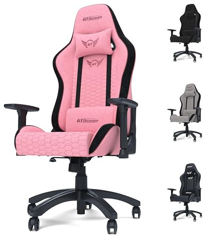 GT OMEGA | Pro Series Gen 2.0 | Gaming Chair Breathable Adjustable Reclining Computer Office Chair (Ultra-Soft Fabric, Pink)