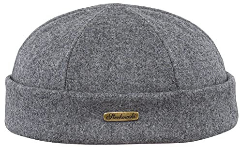 Sterkowski Docker Mütze | Wolle Beanie Kappe für Herren und Frauen | Docker Cap Leon der Profi Beanie Herren Fahrrad Mütze Kapitänsmütze Herren Wintermütze Herren Outdoor Hut 57 cm Grau
