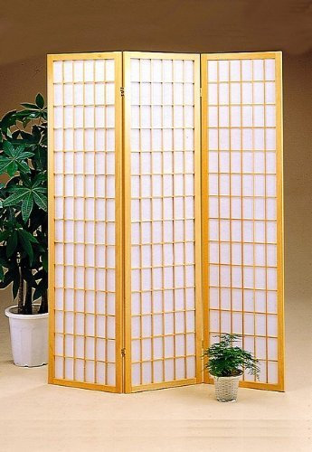 Acme Shoji screen3 panelnatural framrice Papier Inlay (natur) (70 1/10,2 cm H x 132,1 cm W x 2,5 cm D)