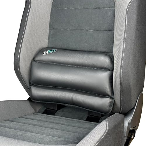 Sitback Standard Rückenkissen Lendenstützkissen, geeignet für Fast alle Autositze, individuell höhenverstellbar, ca. 36 x 22 x 5 cm (Leder schwarz)