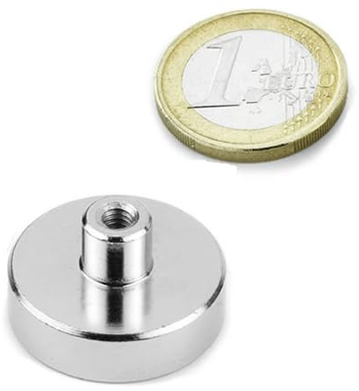 SmCo Flachgreifer Magnet Topfmagnet Ø 25,0 mm Gewindebuchse M4 - hält 15 kg