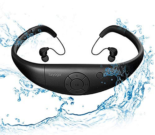 Tayogo Waterproof mp3 Player swimming, waterproof 8GB for Swimming Headset,sports headset, under Water Music Player (black)