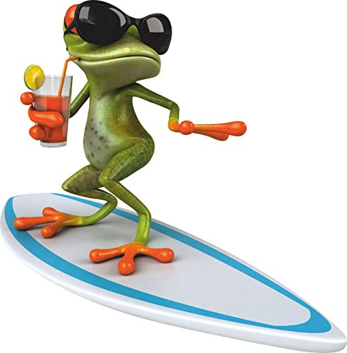 younikat Sticker Surfer Frosch I 15 x 15 cm I für Laptop Koffer Roller Motorrad Badezimmer Duschwand als Auto-Aufkleber I lustig cool wetterfest I kfz377