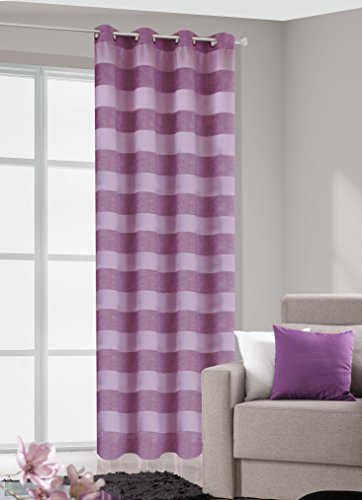 DecoKing 140x245 cm violett Vorhang Blickdicht Fensterdekoration Gardine Ösenschal Pflanzenmuster Pflaume lila Purple Erika Violet Lilac Purple Heather
