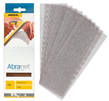 Mirka Abranet Netz Schleifstreifen 80x230mm / Klett Schleifblätter/Korn P180 / 10 Stück / AE175F1018 / zum staubfreien Schleifen von Holz, Spachtel, Lack, Kunststoff