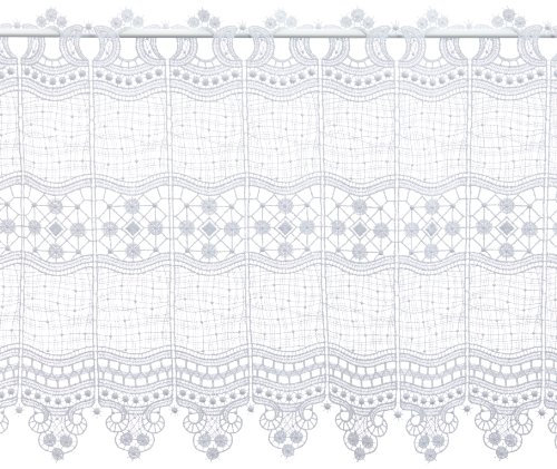 Plauener Spitze by Modespitze, Store Bistro Gardine Scheibengardine mit Stangendurchzug, hochwertige Stickerei, Höhe 45 cm, Breite 96 cm, Weiß