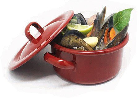LA ESTRELLA Cazuela Esmaltada de Azulejos 10 cm, Rojo, 2.5 kg, Olla de Cocina
