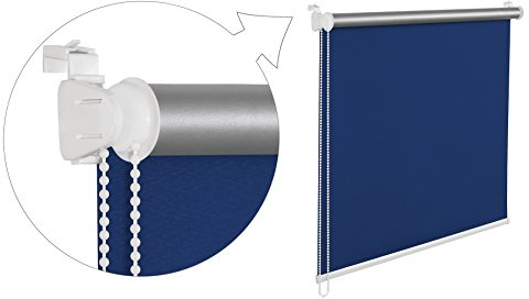 KS Handel 24 THERMOROLLO VERDUNKLUNGSROLLO 90x200 cm BLAU FENSTERROLLO MIT THERMOBESCHICHUNG 100% ABDUNKLUNG INKL. SEILZUGHALTER